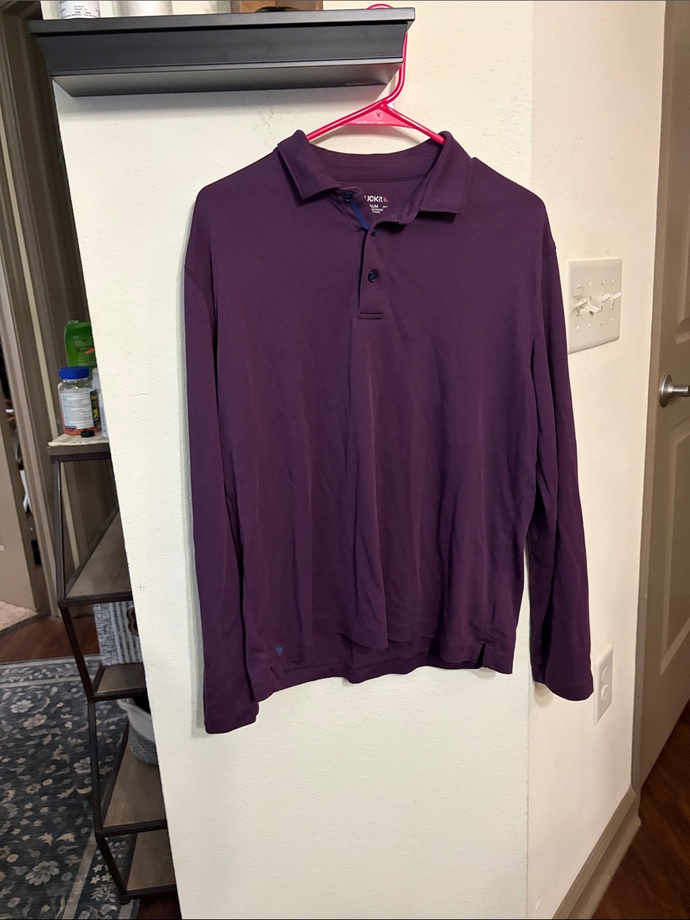 UNTUCKit Men's Long-Sleeve Polo in Deep Purple
